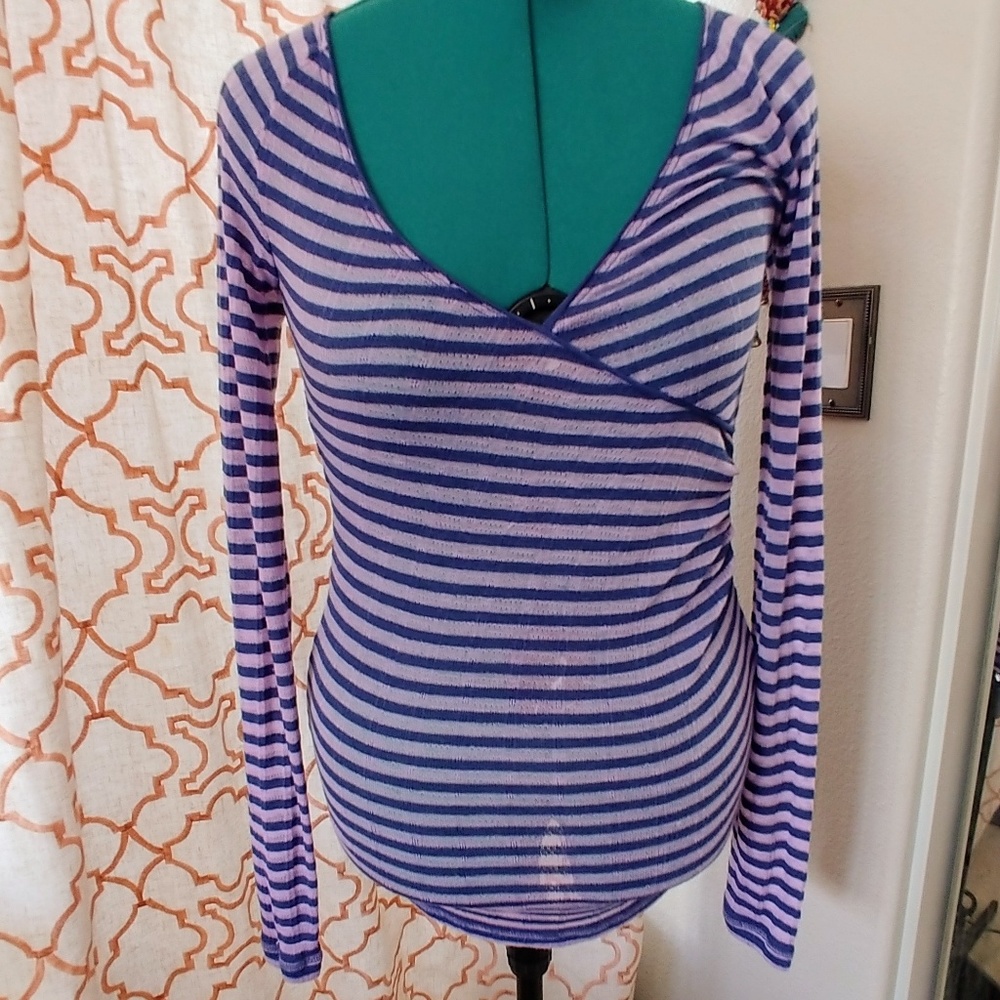 💜FREE PEOPLE striped draped knit top